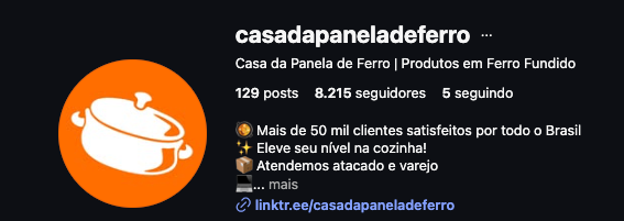 Perfil do Instagram de Casa da Panela de Ferro